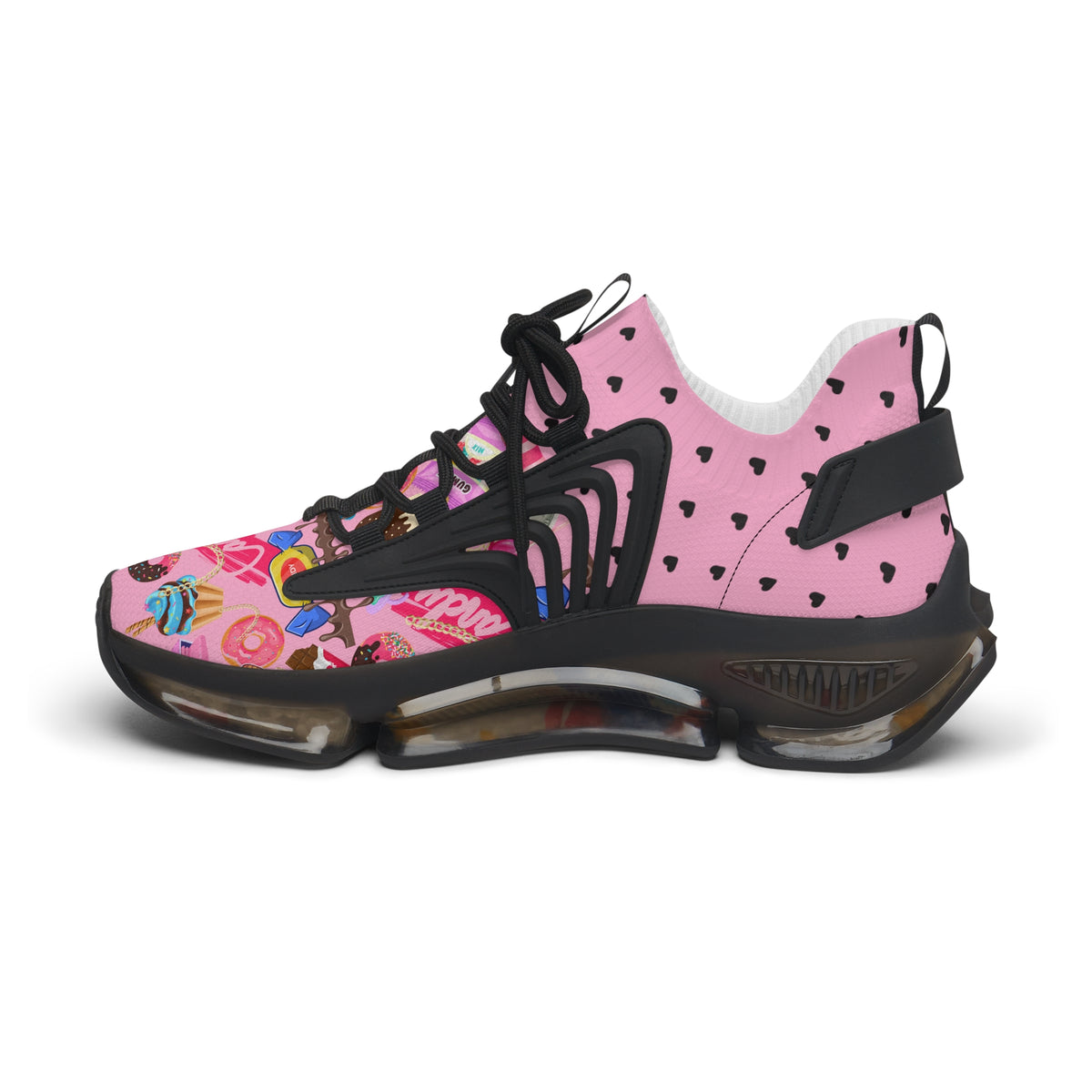 Pink Candy Print Women's Mesh Sneakers Athletic Shoes