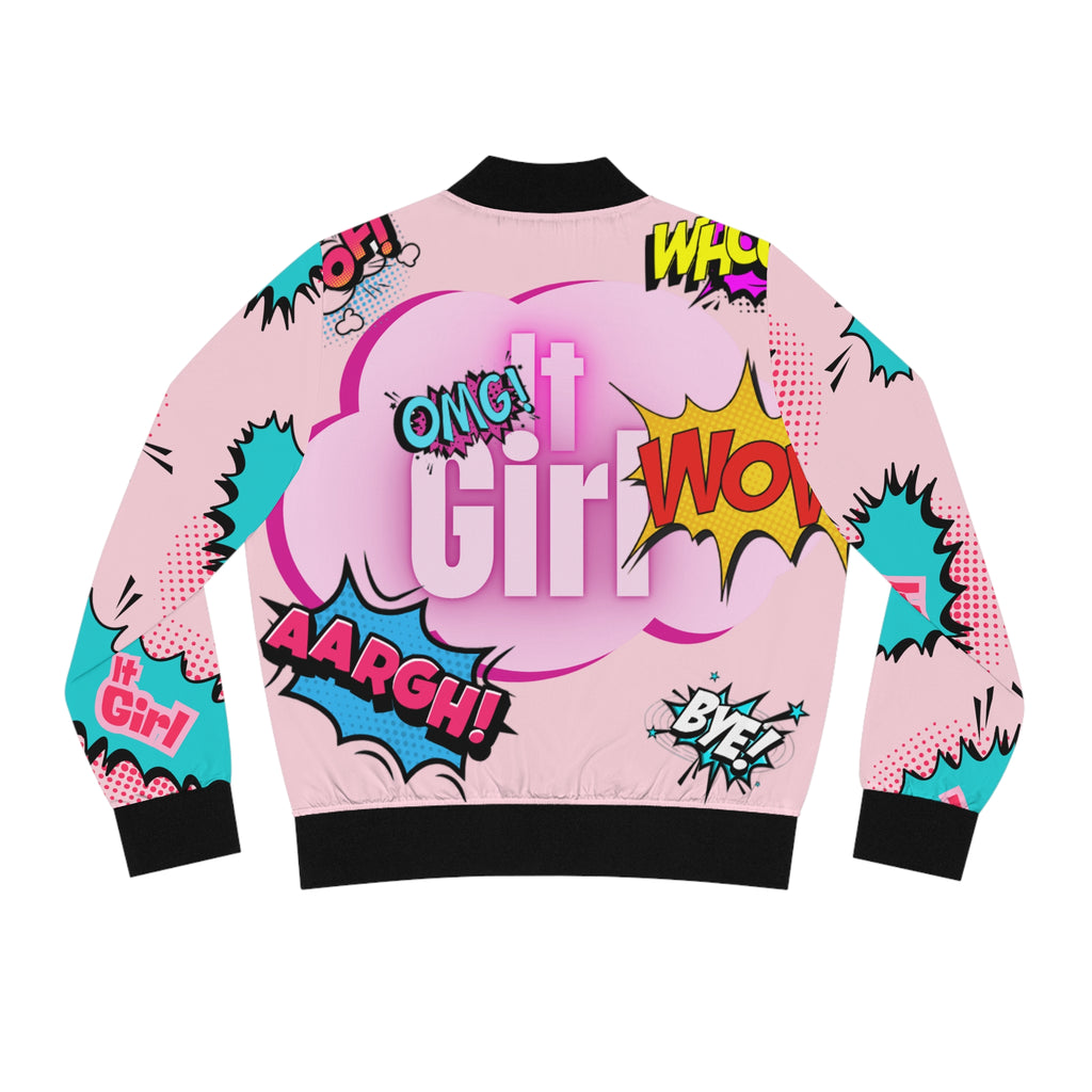 It Girl Pink Pop Art Bomber Jacket