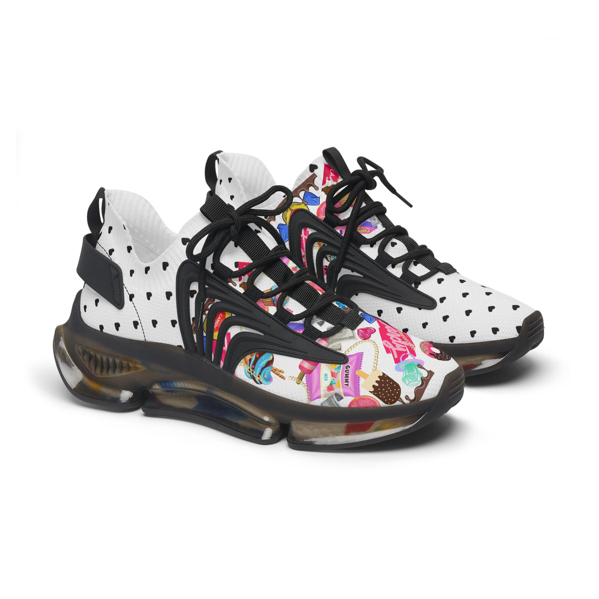 White Candy Print Women's Mesh Sneakers Athletic Shoes