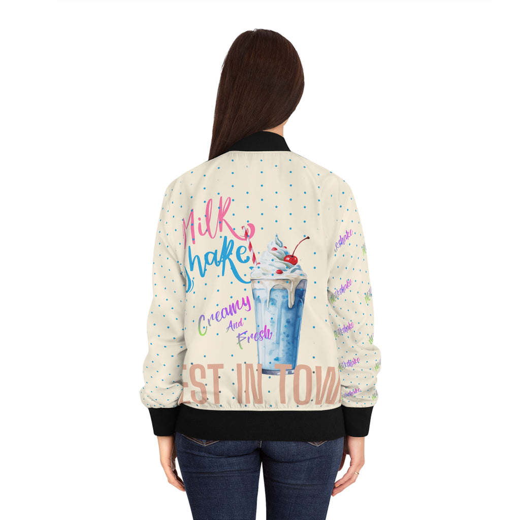 Milkshake Bomber Jacket — Retro Diner Graphic