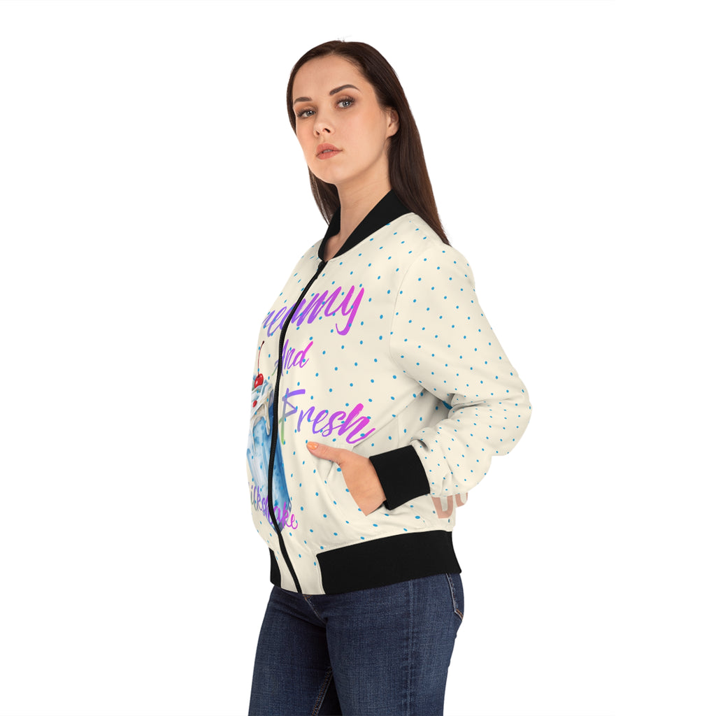 Milkshake Bomber Jacket — Retro Diner Graphic