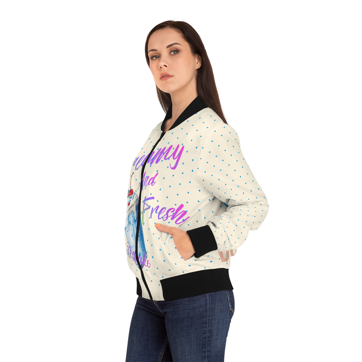 Milkshake Bomber Jacket — Retro Diner Graphic