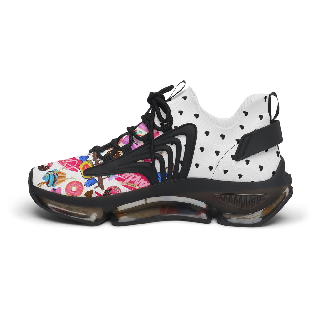 White Candy Print Women's Mesh Sneakers Athletic Shoes
