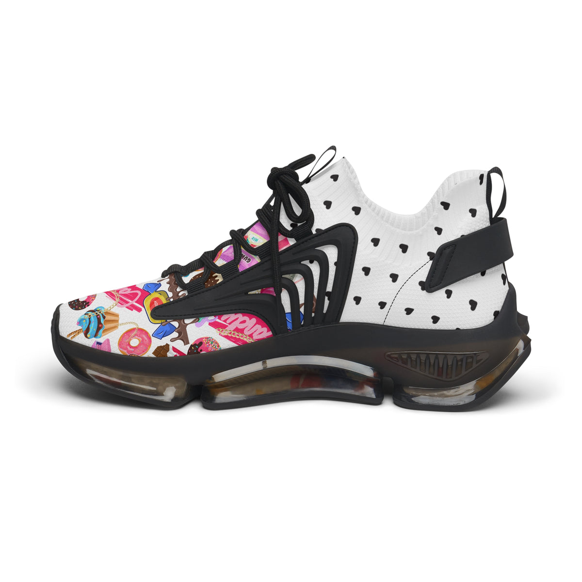 White Candy Print Women's Mesh Sneakers Athletic Shoes