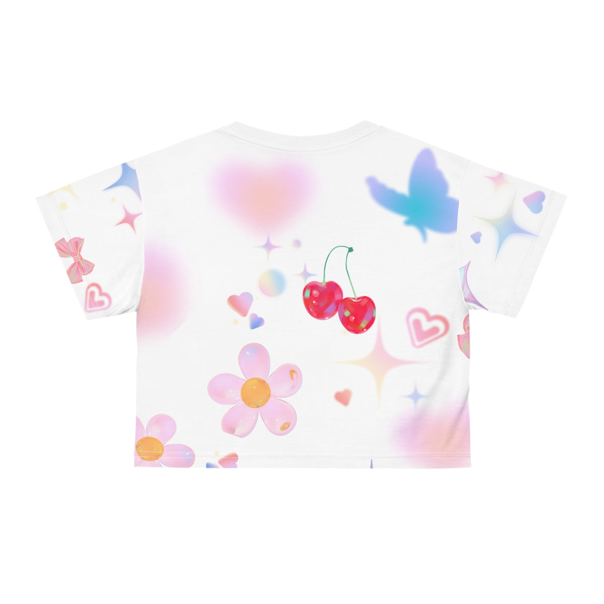 Talk To Me Nice- Charming Cherry Print Crop Tee, Trendy Summer Shirt, Cute Aesthetic Top, Gift for Teens, Casual Streetwear