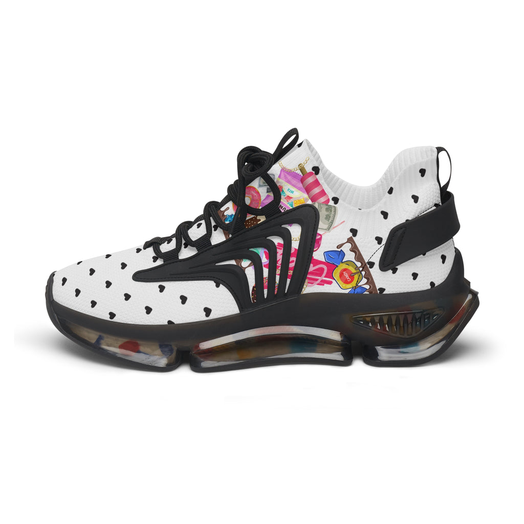 White Candy Print Women's Mesh Sneakers Athletic Shoes