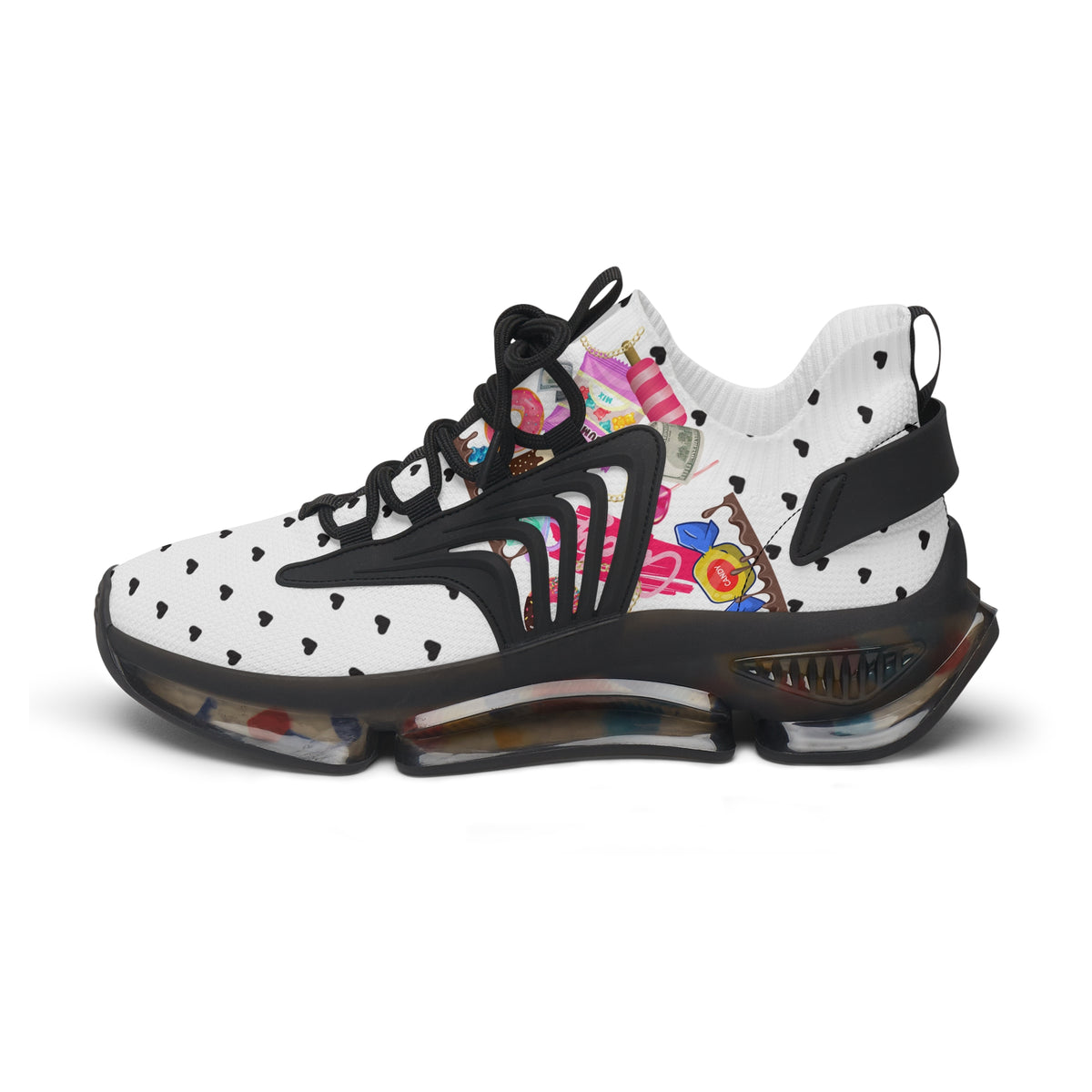 White Candy Print Women's Mesh Sneakers Athletic Shoes