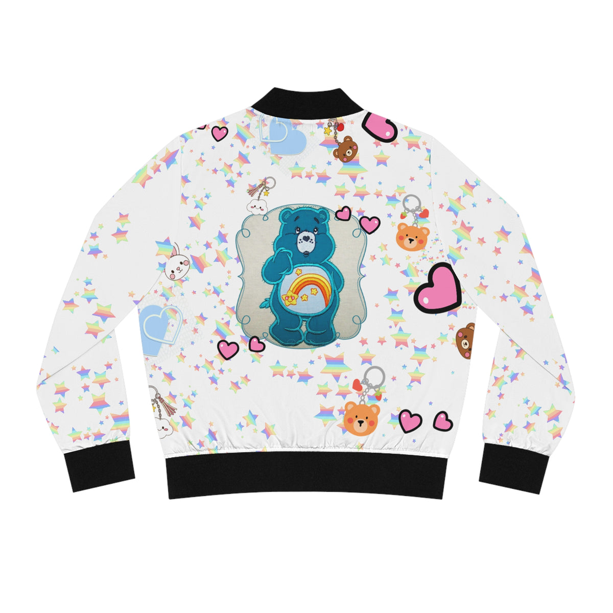 Starry Bear Bomber Jacket - Women's Rainbow Star Print