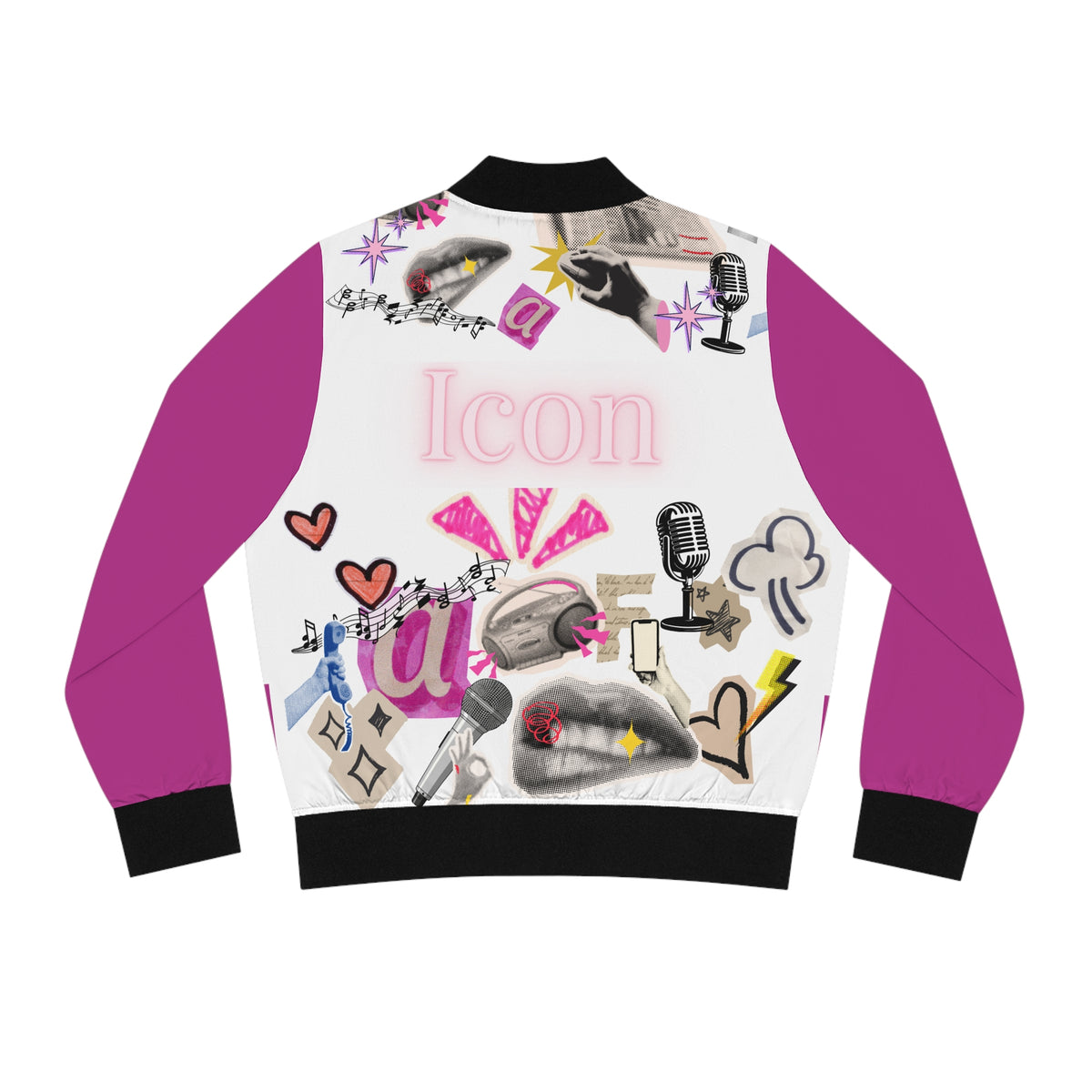 Icon Pink Bomber Jacket — Pink Graphic AOP Women's Streetwear
