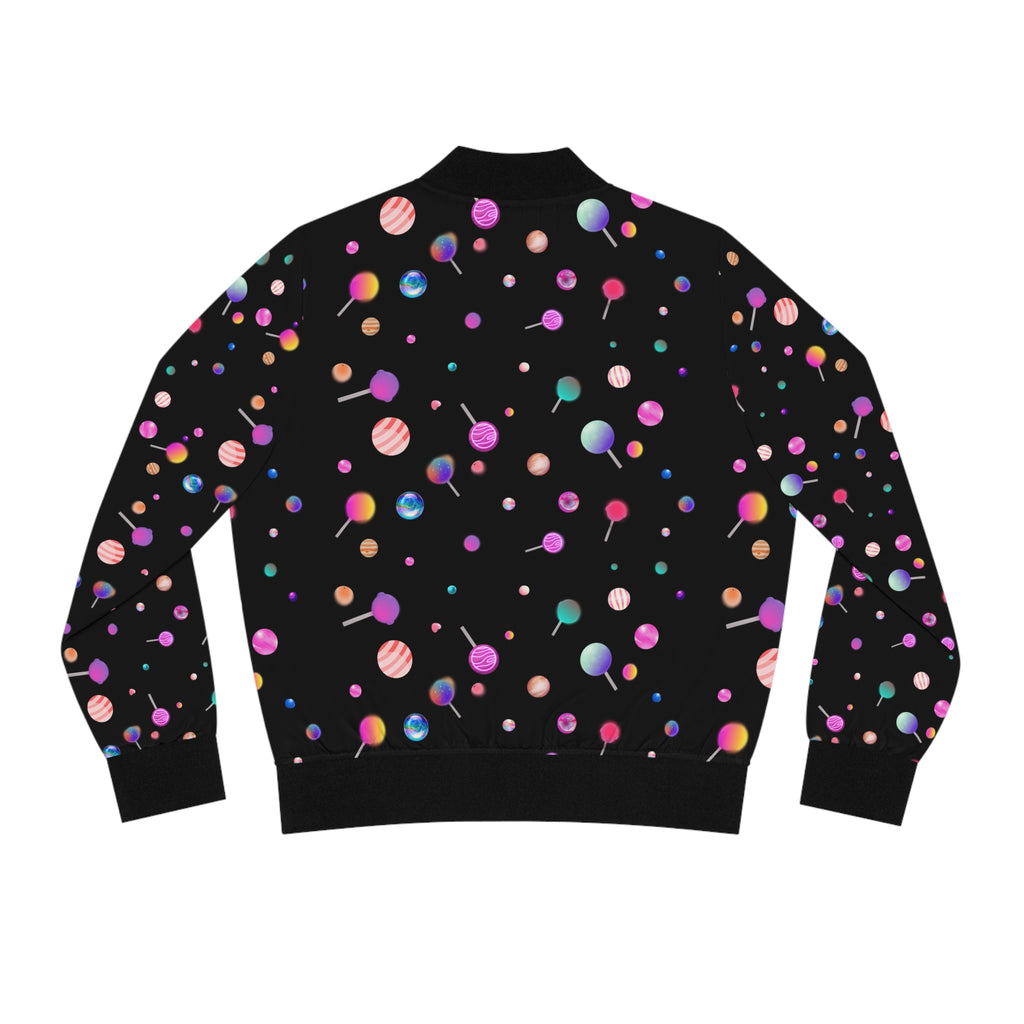 Lollipop Kandi Bomber Jacket — Women's Colorful Sweets AOP