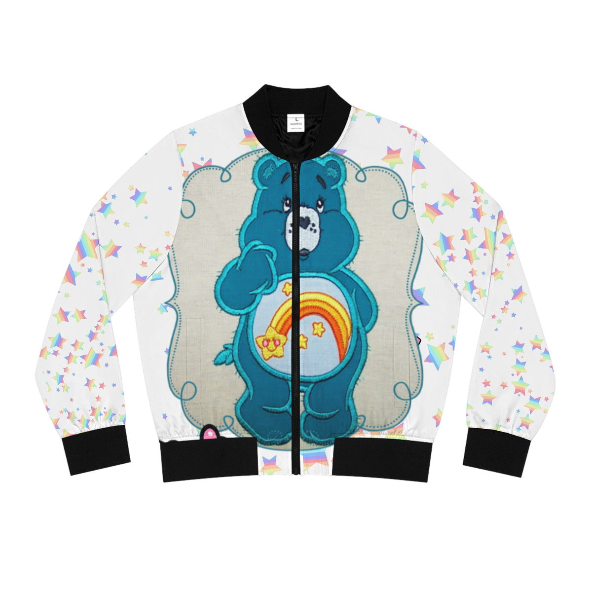 Starry Bear Bomber Jacket - Women's Rainbow Star Print