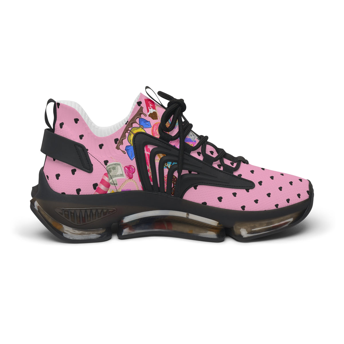 Pink Candy Print Women's Mesh Sneakers Athletic Shoes