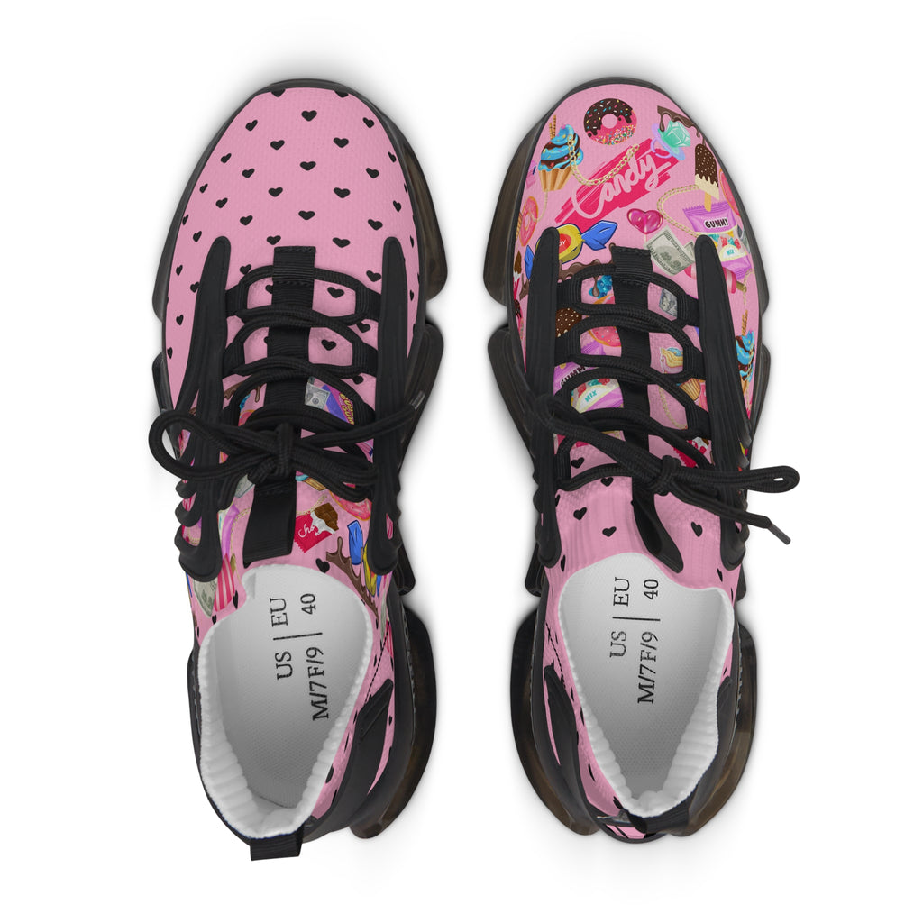 Pink Candy Print Women's Mesh Sneakers Athletic Shoes
