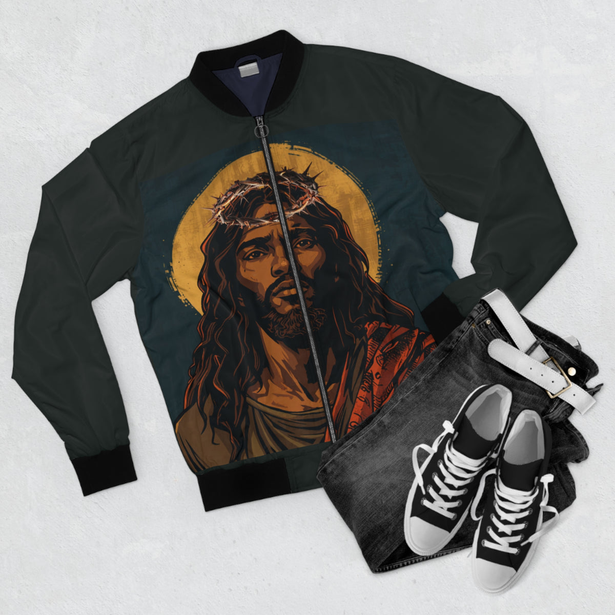 Jesus Is King (Men's) Bomber Jacket — Graphic Christian Faith Jacket