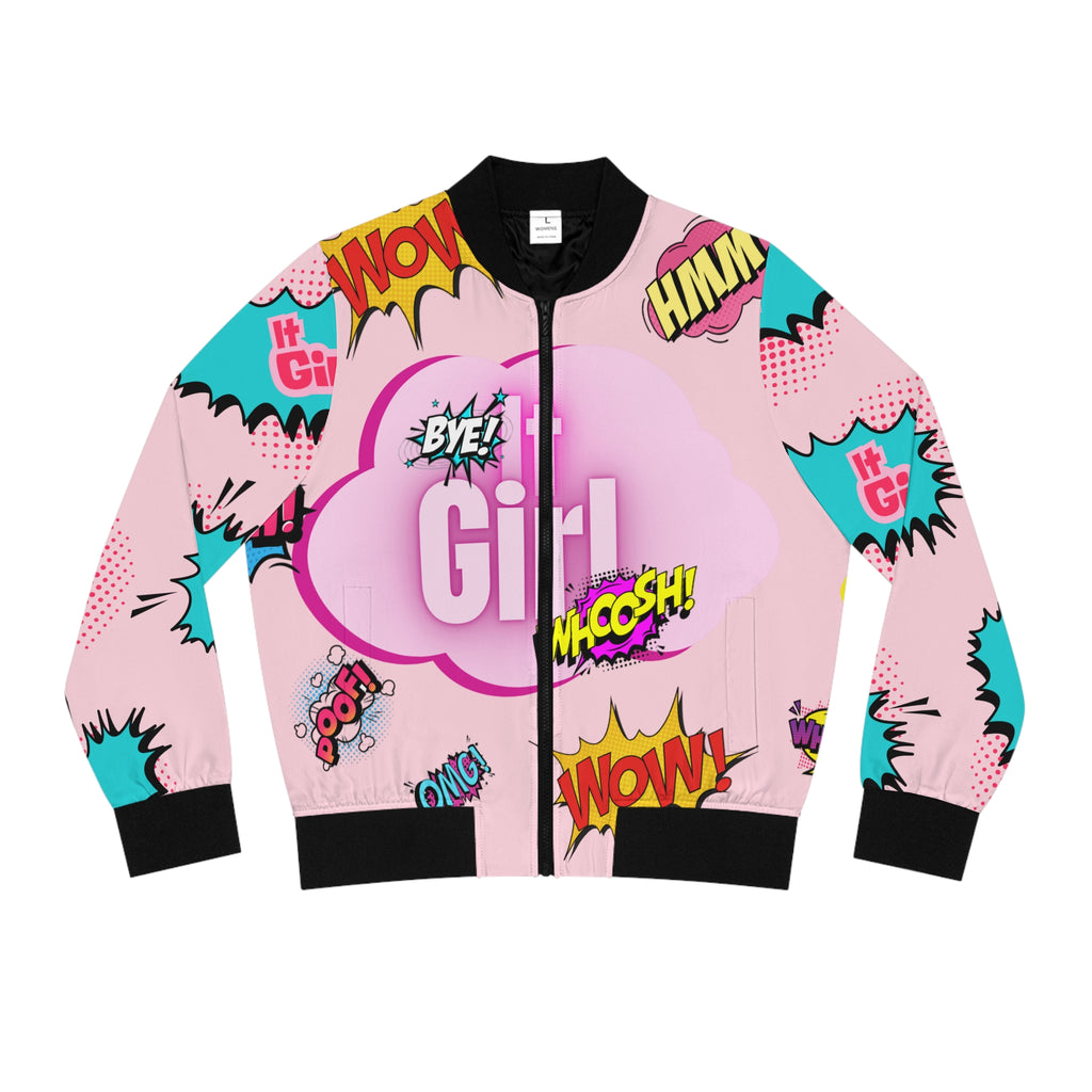 It Girl Pink Pop Art Bomber Jacket