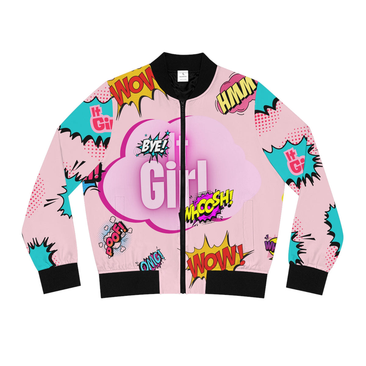 It Girl Pink Pop Art Bomber Jacket