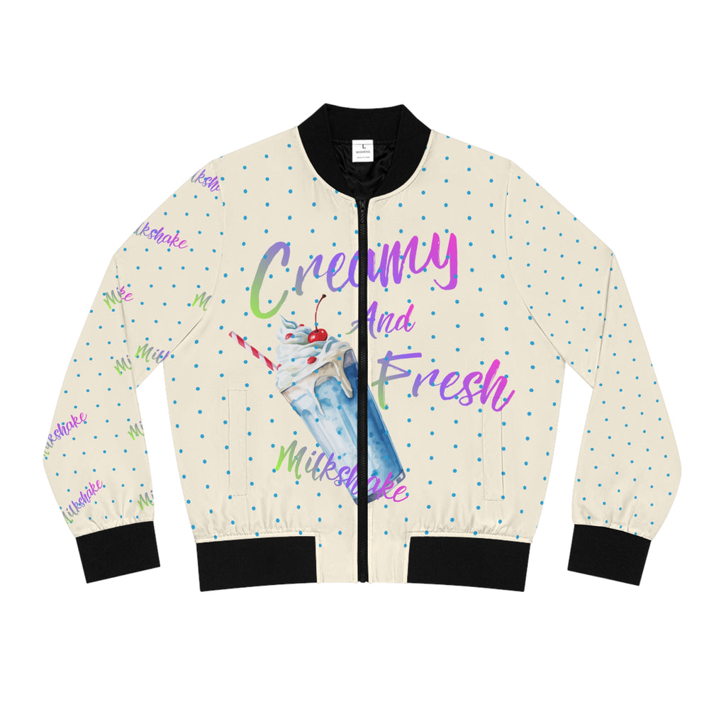 Milkshake Bomber Jacket — Retro Diner Graphic