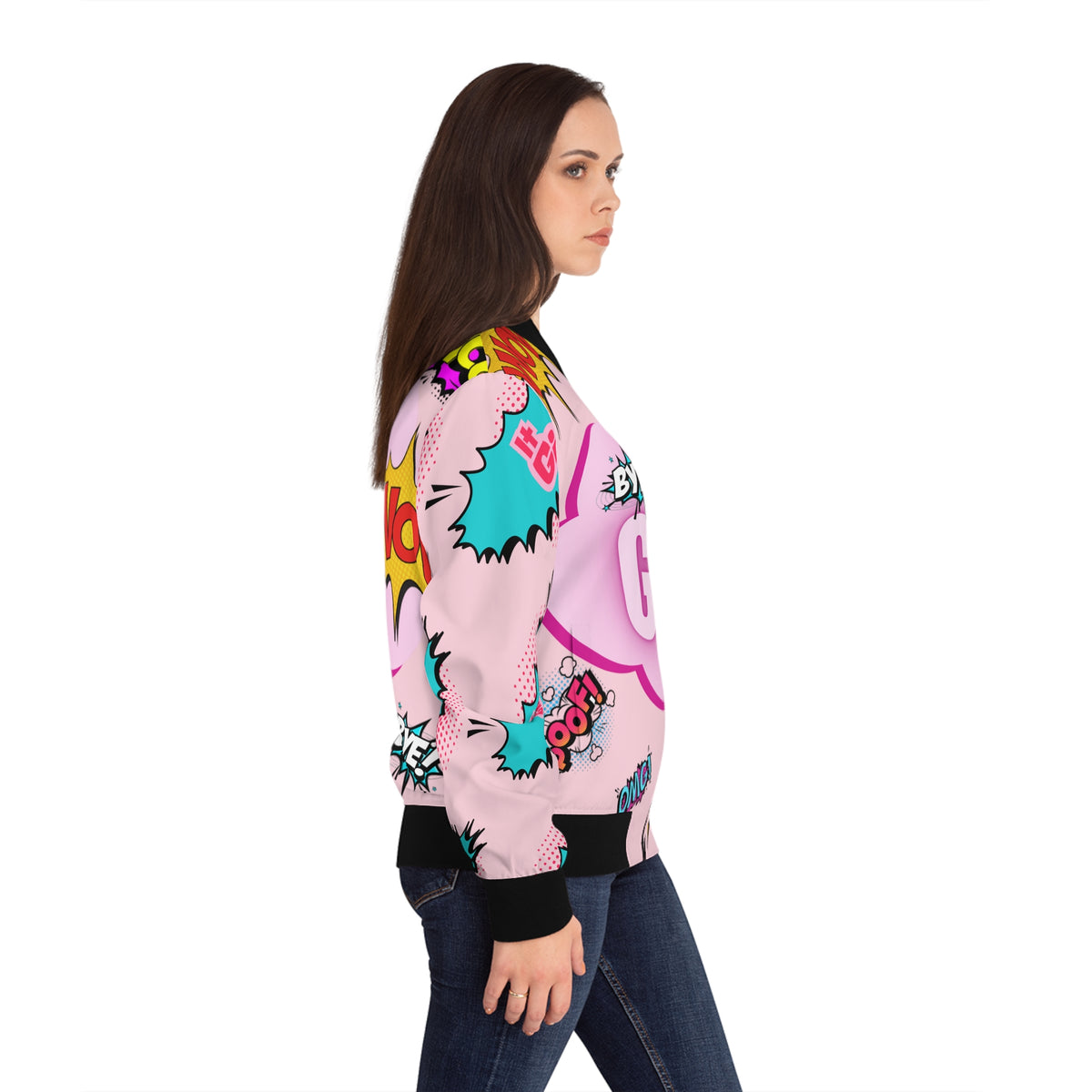 It Girl Pink Pop Art Bomber Jacket