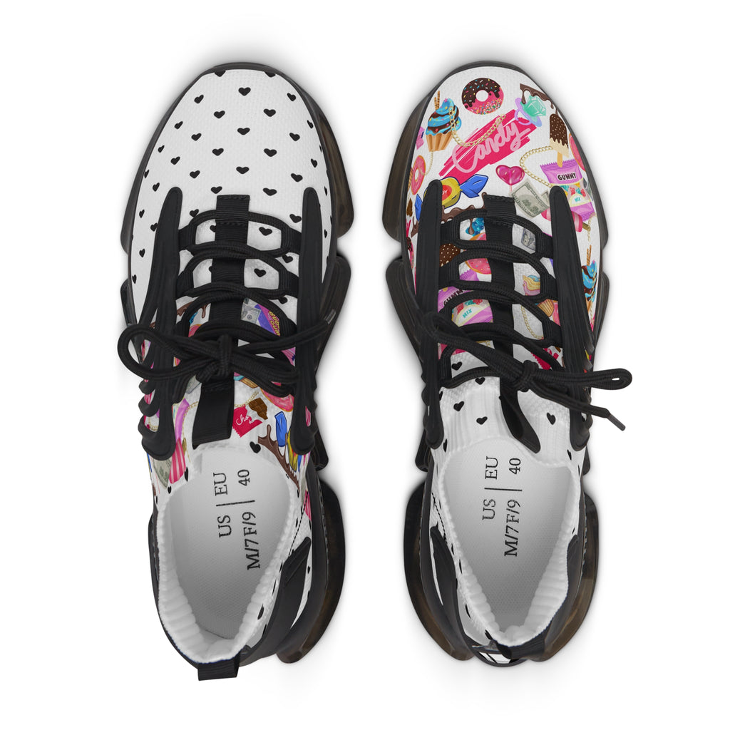 White Candy Print Women's Mesh Sneakers Athletic Shoes