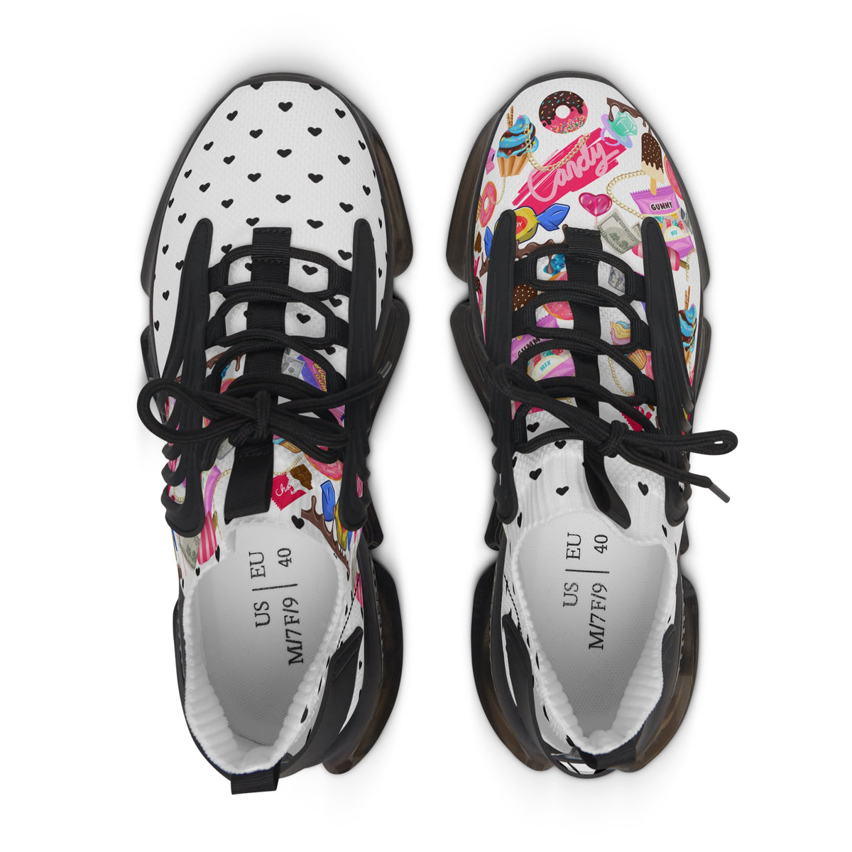 White Candy Print Women's Mesh Sneakers Athletic Shoes