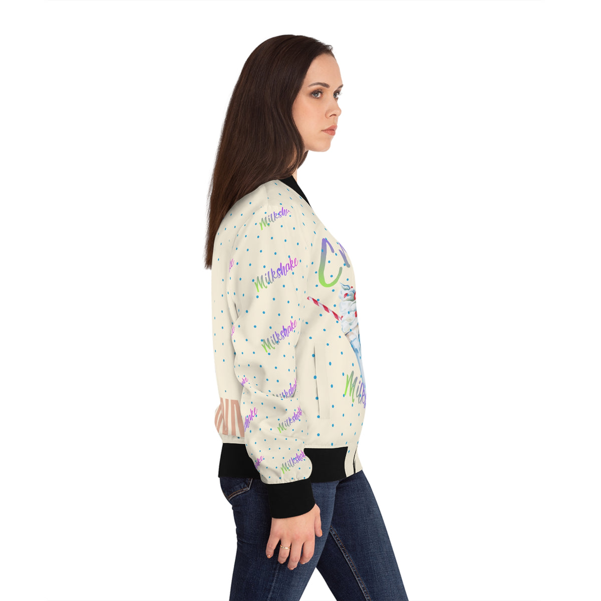 Milkshake Bomber Jacket — Retro Diner Graphic