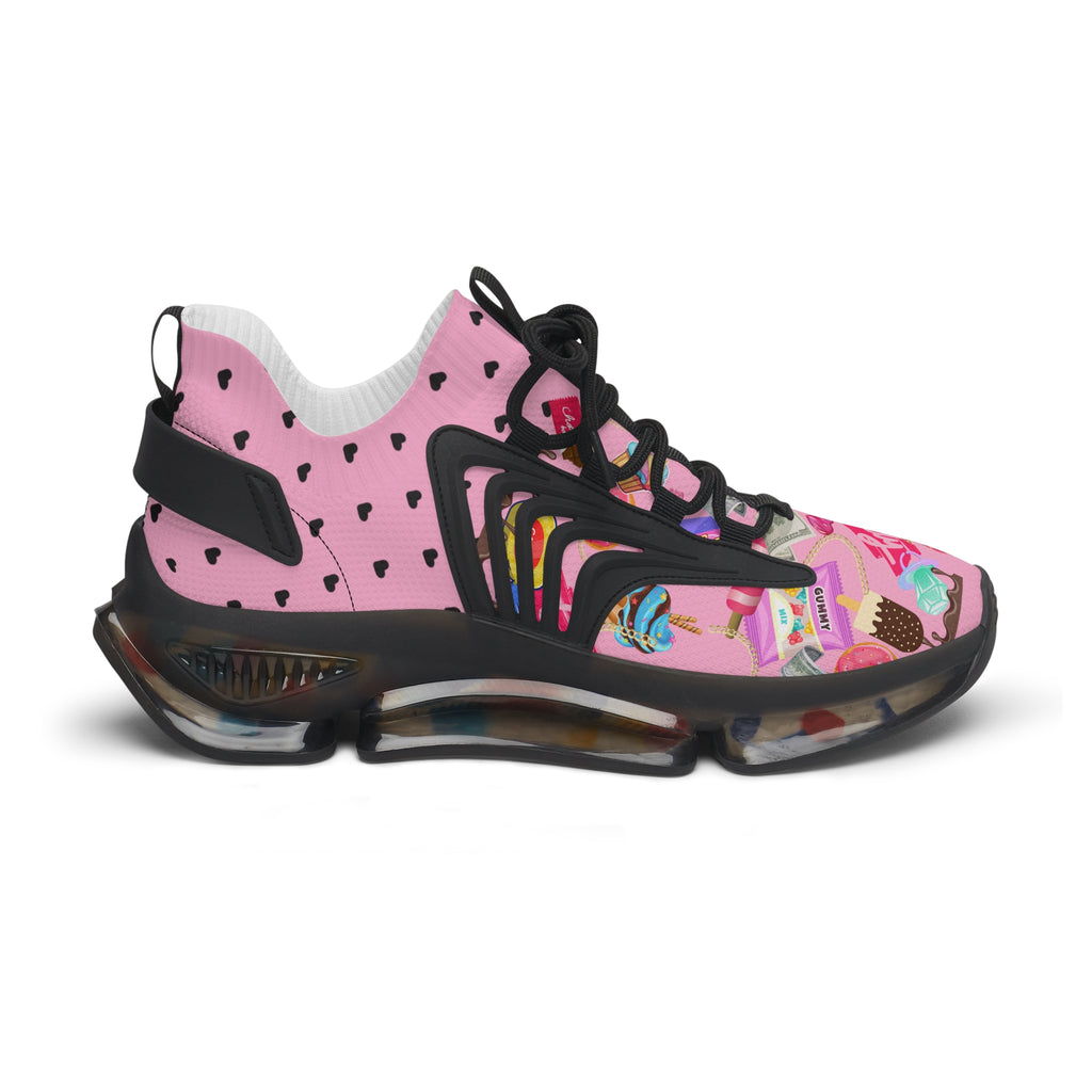 Pink Candy Print Women's Mesh Sneakers Athletic Shoes
