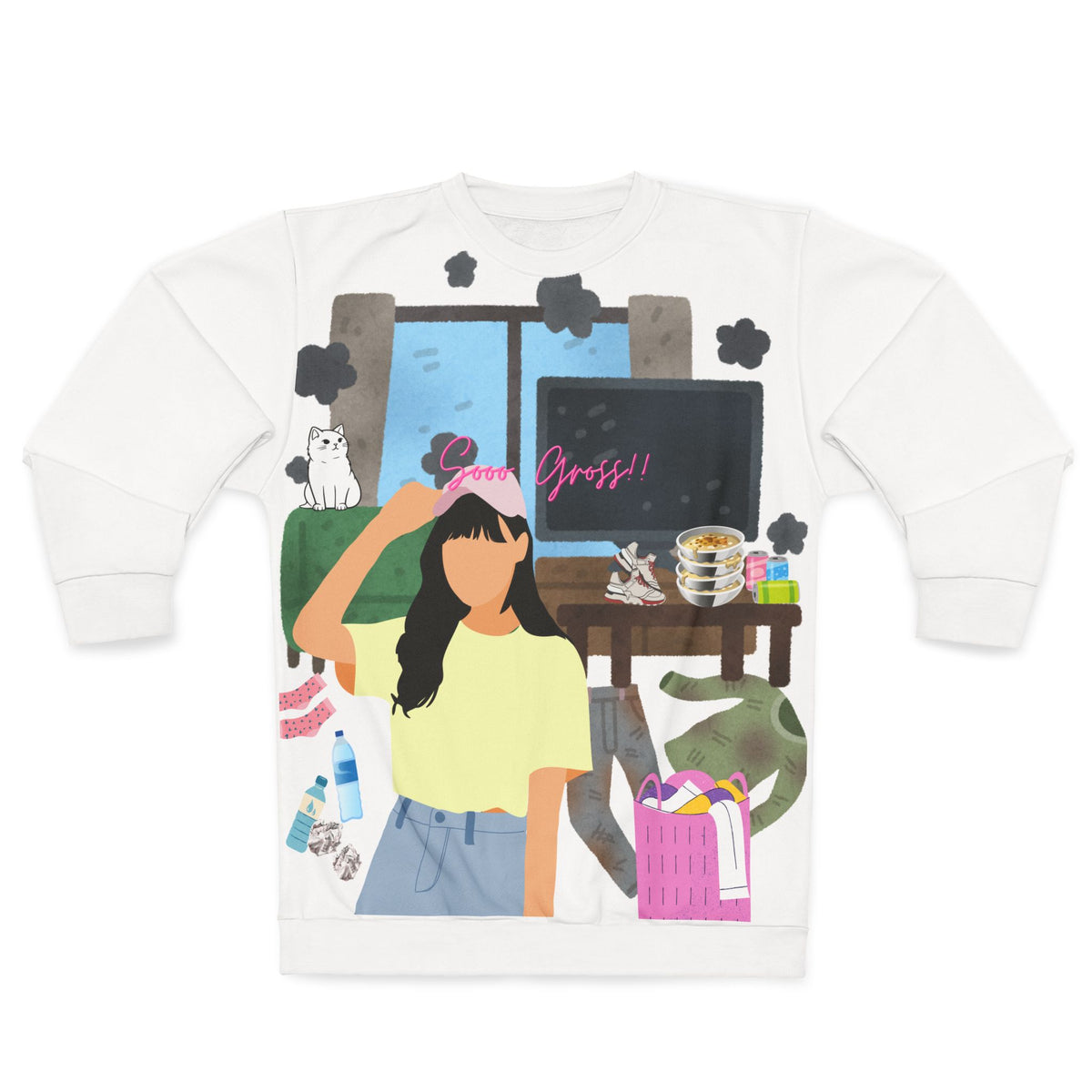 Sooo Gross - Trendy Stylish Cozy Roomday Graphic Sweatshirt — "Gross!!" Illustration